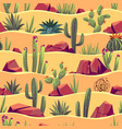 desert cacti seamless pattern cartoon plants vector image vector image