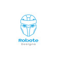 face head line robot blue logo design graphic vector image
