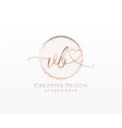initial vb handwriting logo with circle template vector image
