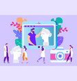 students in white coats study art remotely vector image