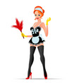 pretty girl in costume of french maid vector image vector image