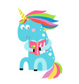 cute unicorn reading a book vector image