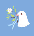 white dove head with branch of plant spiritual vector image vector image