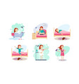 woman daily routine night and morning time girl vector image