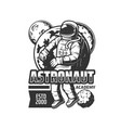 astronaut space academy monochrome icon vector image