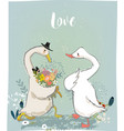 vedding couple of farm birds vector image