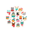 merry christmas with cute cats characters vector image