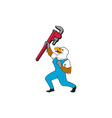 plumber eagle standing pipe wrench cartoon vector image
