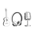 retro music equipment icons set include classical vector image