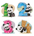 set of cute baby panda bears with numbers vector image vector image