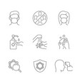 coronavirus safety linear icons on white vector image vector image