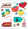 valentine doodle love tag and romantic icon vector image vector image