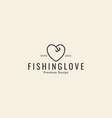 fishing bait with love logo design icon symbol vector image