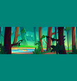 forest nature with lake and tree landscape vector image