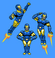 set of cyborg superhero character mascot vector image