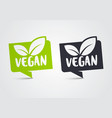 vegan icon set green leaf bio oragnic logo label vector image