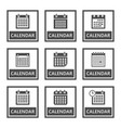 calendar signs and icons set vector image