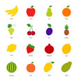 set of color fruit icons and berry icons vector image