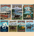 camping and summer recreation posters set vector image vector image