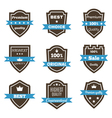 set of 9 vintage badges shields with ribbons sale vector image