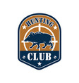 hunting club shield badge with wild boar vector image