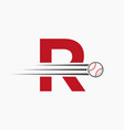 initial letter r baseball logo with moving vector image