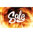 sale inscription in fire flames banner vector image vector image