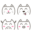 cute doodle animals set collection vector image