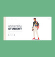 university student landing page template girl vector image