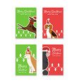 christmas and new year dog greeting card set vector image vector image