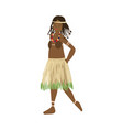 cute african aborigen girl with red lips and plant vector image vector image