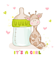baby shower card - cute giraffe vector image