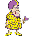 cartoon old lady wearing a football helmet vector image