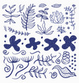 floral abstract set design elements hand drawn vector image