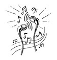 headphones doodle sketch style vector image vector image