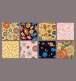 retro 70s psychedelic seamless patterns groovy vector image vector image