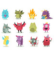 cute monsters funny fabulous incredible creatures vector image vector image