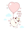 happy fat panda with bunny toy having fun flying vector image