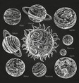 sketch of planets solar system on blackboard vector image