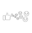 angry emoji finger and hand sad line icon vector image
