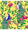 floral pattern with peacock and pink flowers vector image