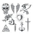 set of tattoo elements for creating your own vector image vector image
