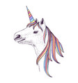 hand drawn head of unicorn vector image