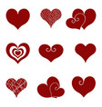 set of icons of red hearts vector image