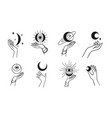 magic set moon astrology boho vector image