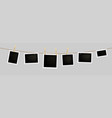 realistic set of instant photos hanging on rope vector image vector image