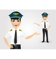 friendly pilot showing something vector image