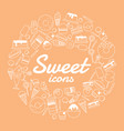 sweet icon set on orange background vector image vector image