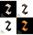 isometric set letter z black white gold palette vector image