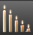 set of realistic white burning candles vector image